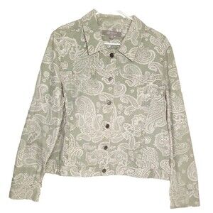 Croft & Barrow Women's Jacket Size 18 Paisley Print Pastel Green Stretch    T2